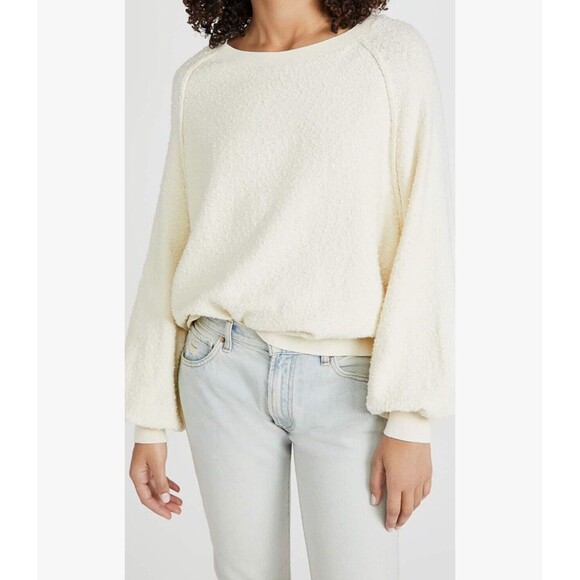 Free People Women's Found My Friend Pullover Sweater Cream Boho Top Boucle Sz M - Picture 2 of 10